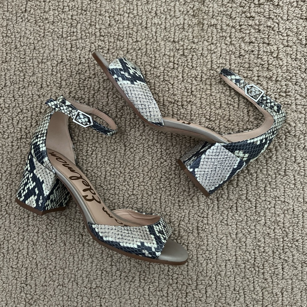 Sam Edelman Snakeskin Block Heel Sandals